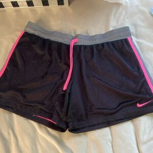 Nike Dri-FIT Girls' Athletic Shorts Black Pink Gray L Polka Dot Mesh Breathable